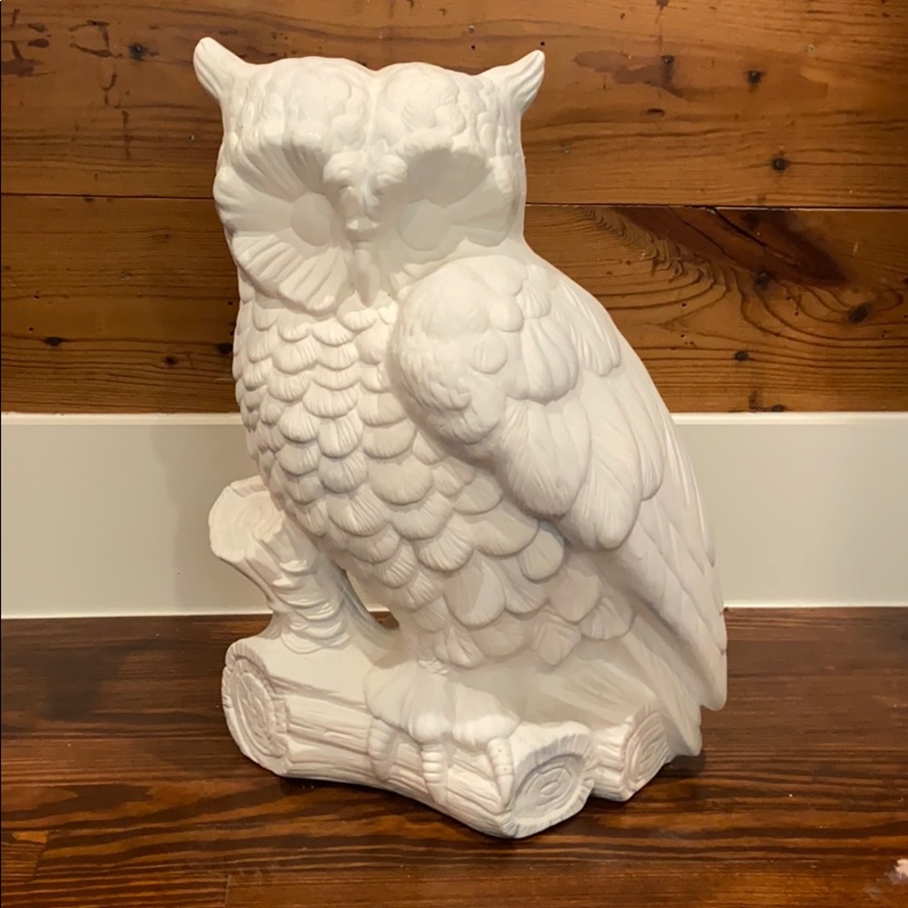 White Vintage Owl Statue